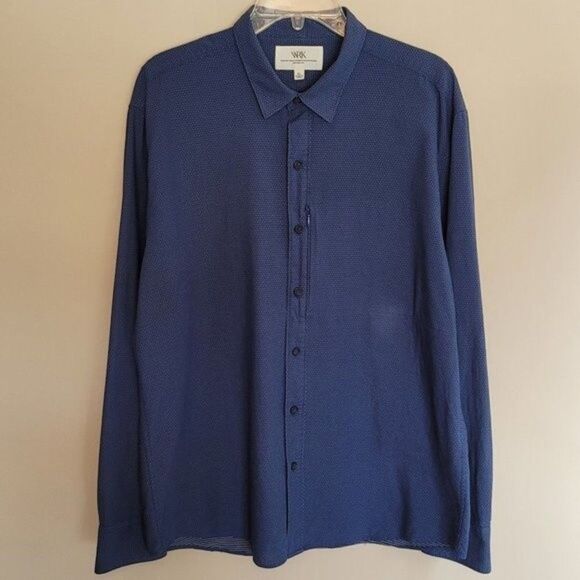 W.R.K Work Rest Karma Blue Dot Long Sleeve Button Up Shirt Size XL - Picture 1 of 8